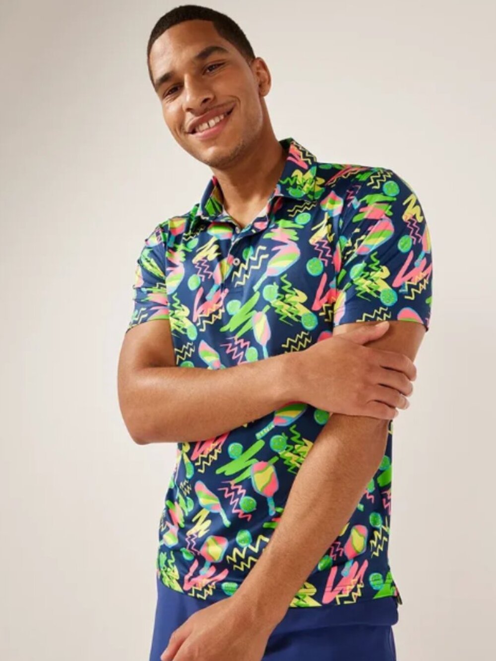 Chubbies The Backhand Winner Performance Polo Shirt Navy Pickleball Sz Large